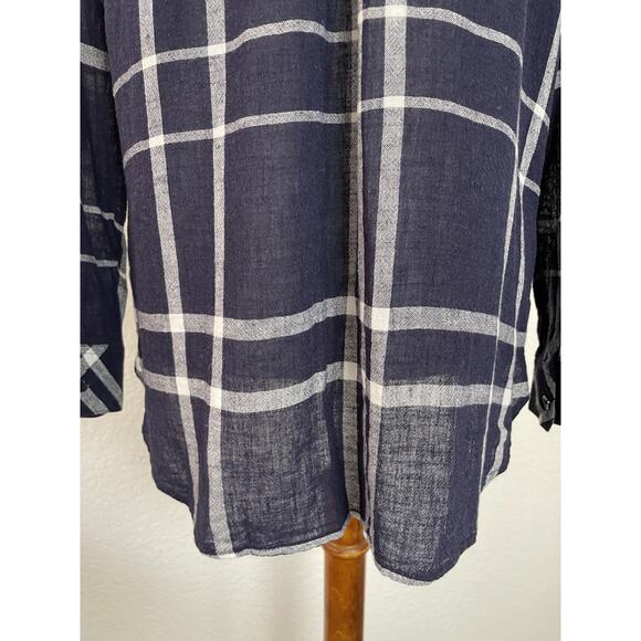 Rails Top Shirt Plaid Button Down Linen Blend Charli - Picture 9 of 12